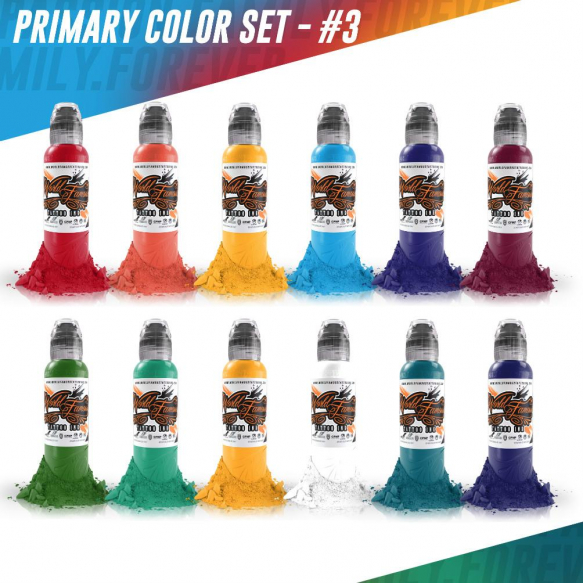 World Famous Tattoo Ink "12 Color Primary Set" #3 World Famous Tattoo Ink "12 Color Primary Set" #3