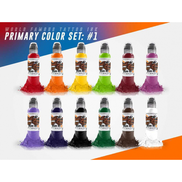 World Famous Tattoo Ink "12 Color Primary Set" #1 World Famous Tattoo Ink "12 Color Primary Set" #1
