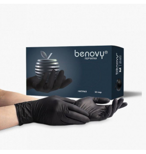 Перчатки нитриловые BENOVY - Black - Size S