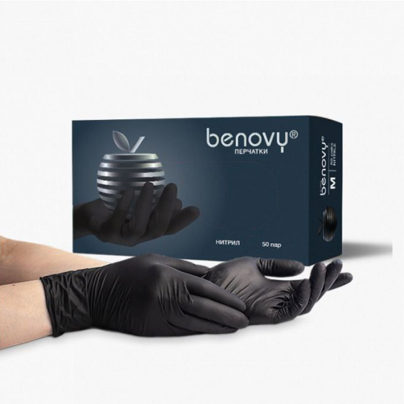 Перчатки нитриловые BENOVY - Black - Size L