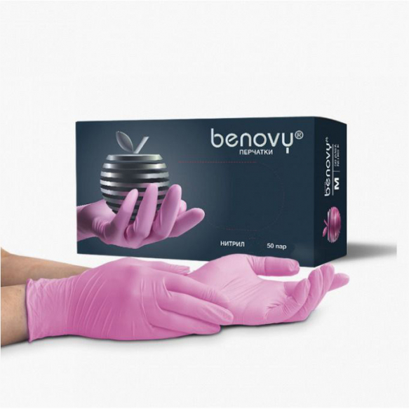 Перчатки нитриловые BENOVY - Pink - Size XS Перчатки нитриловые BENOVY - Pink - Size XS